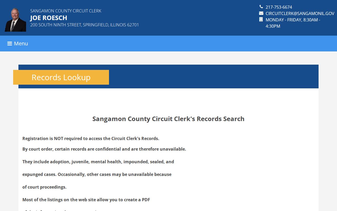 Springfield residents directory court lookup