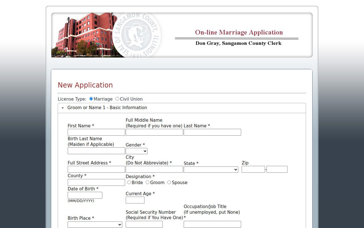 Springfield resident lookup marriage application