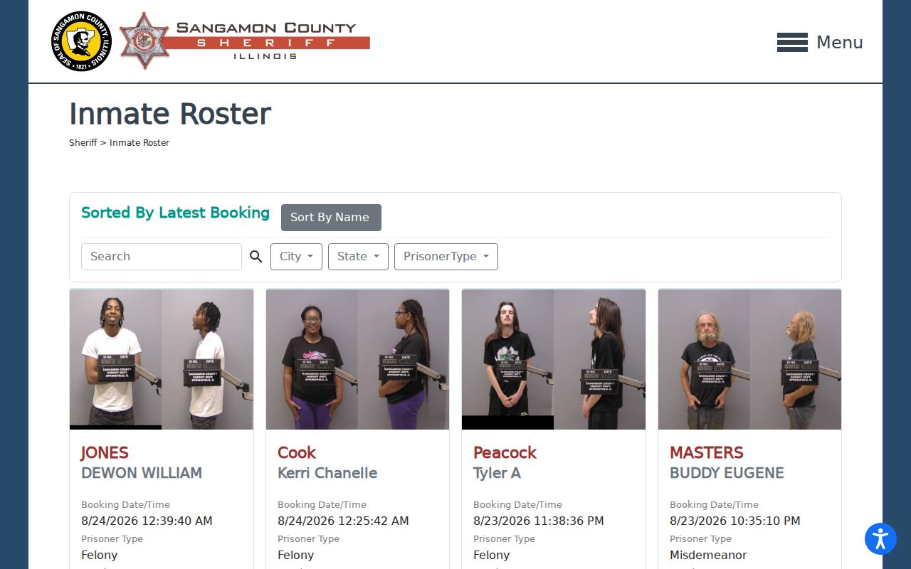 Springfield resident lookup Sangamon inmate roster