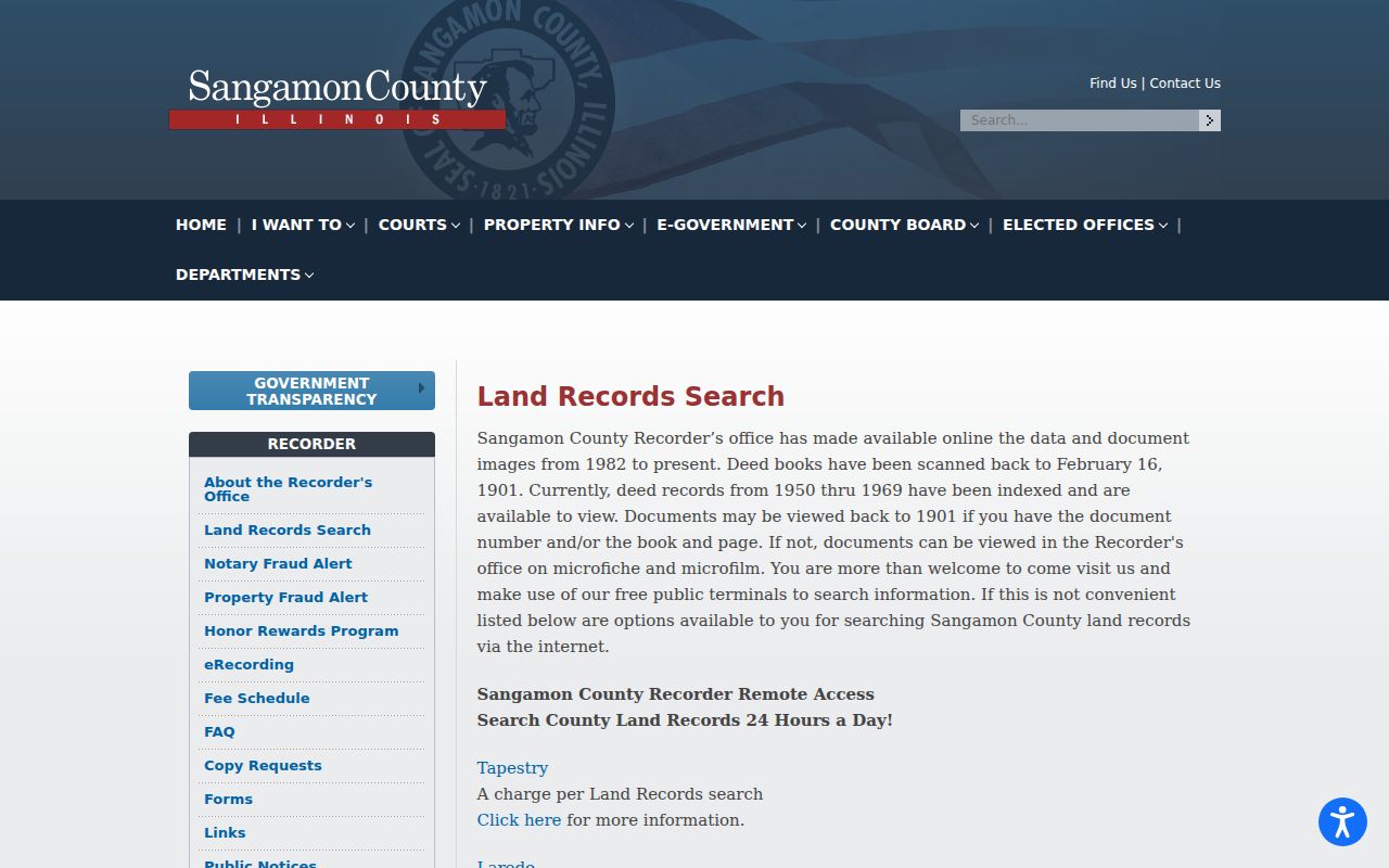 Sangamon County Recorder land records search routes