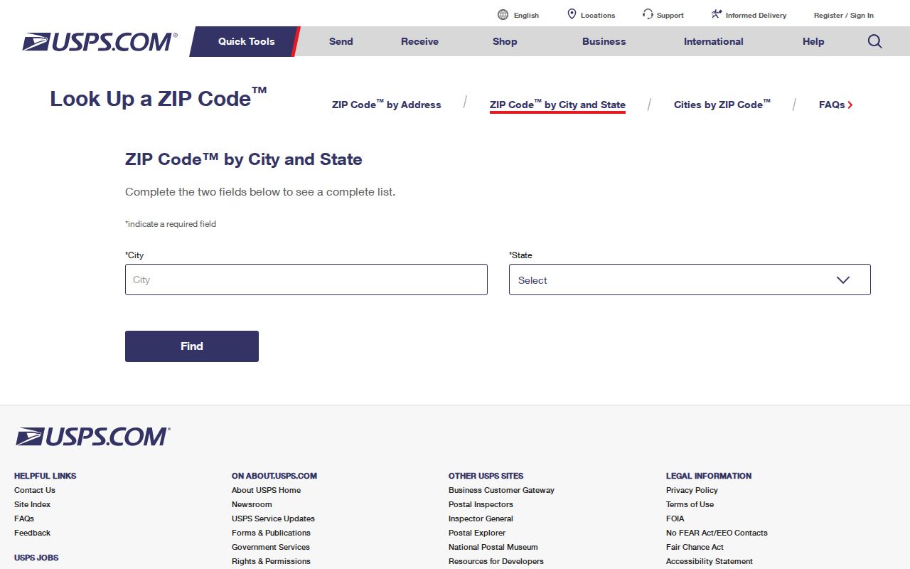 Springfield ZIP code directory USPS lookup
